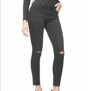 GOOD AMERICAN Good Legs Blk Raw Edge Skinny Jeans
